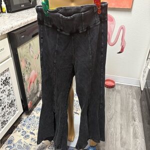 FP Movement Black Ribbed Kick Flare Leggings Pants L